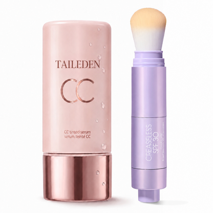 summer skin essentials – CC color-correcting tinted serum + creaseless SPF 30 mineral powder sunscreen
